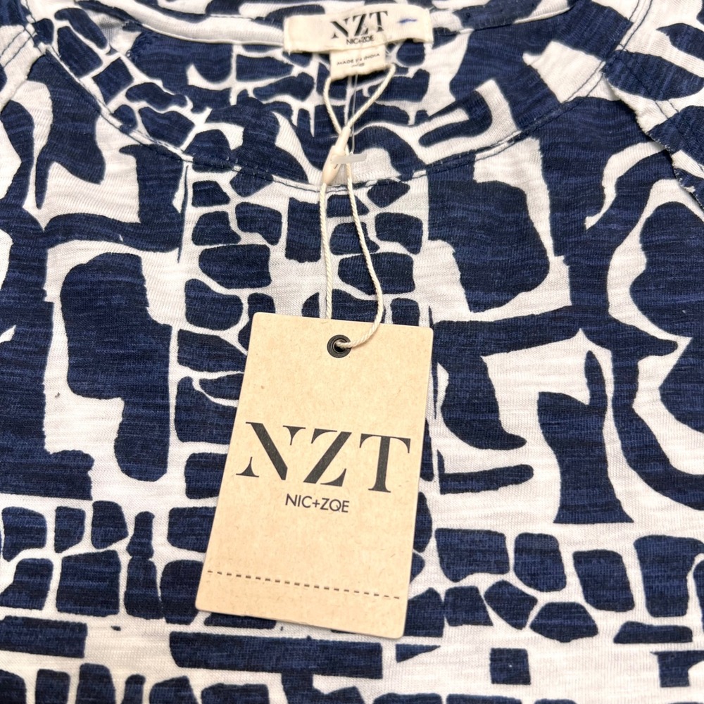 Mew NIC+ZOE NZT Abstract Mosaic Women Tee Black White Preppy XS NWT Art to Wear - Picture 12 of 15